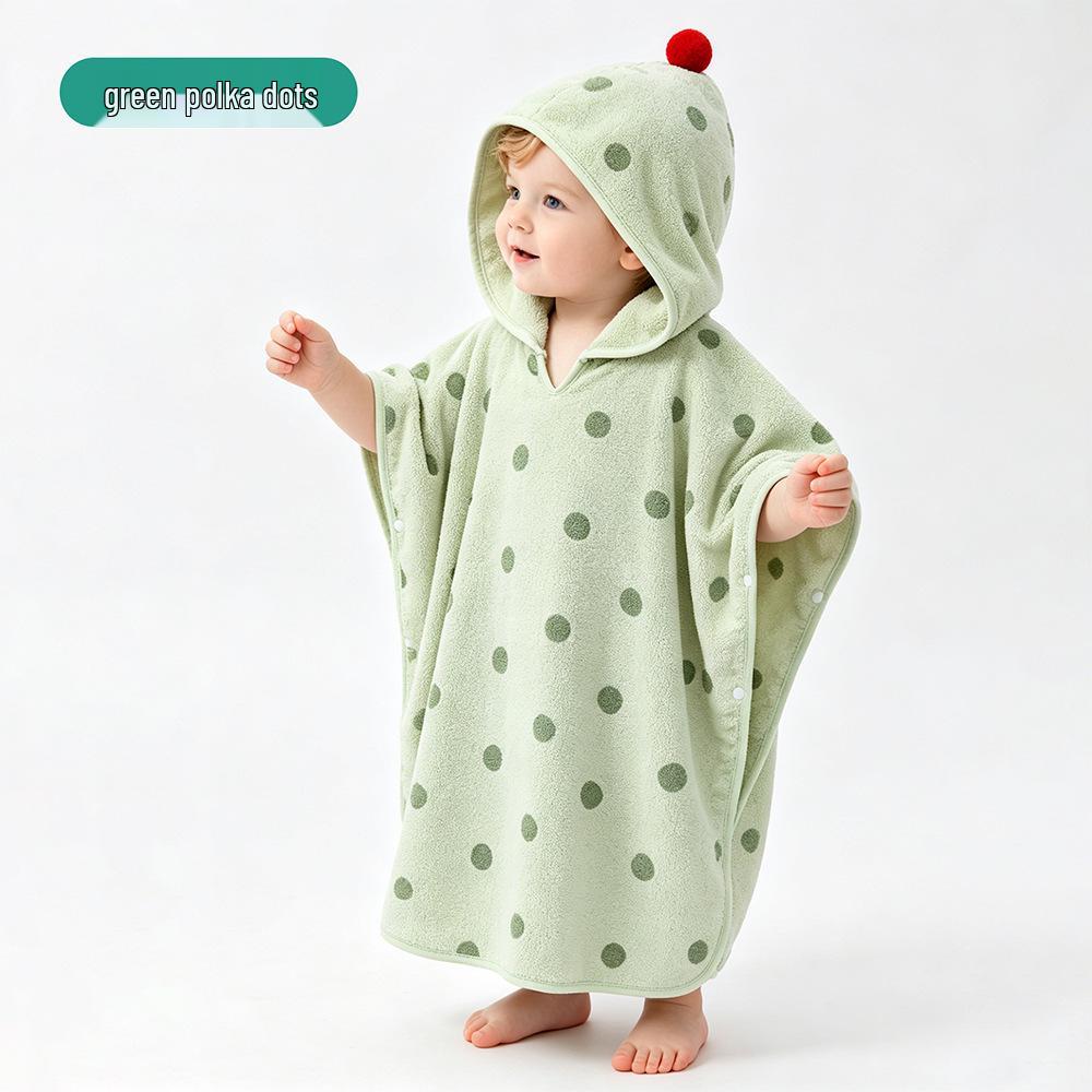 Cartoon Hooded Coral Fleece Bath Towel Cape for Children and Newborns