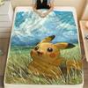 Pikachu & Psyduck Flannel Blanket, Soft Plush Throw for Home, Perfect Gift for Pokémon Lovers, Cozy Sofa Bed Blanket