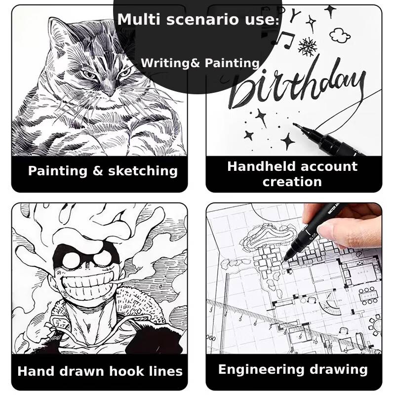 Uni Fineliner Zeichenstift für Skizze Anime Manga Haken, PIN-200 Wasserbasis Wasserdicht Verschiedene Unterschiedliche Strichstärken Kalibrierter Marker