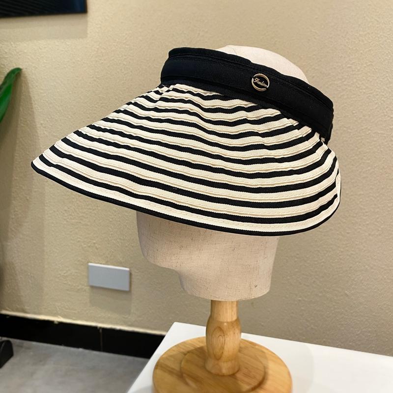 

Hat Sun hat Empty top UV protection Large brim Sun hat Empty top Striped hat Tide headband Adult average size (56-58cm) чорний