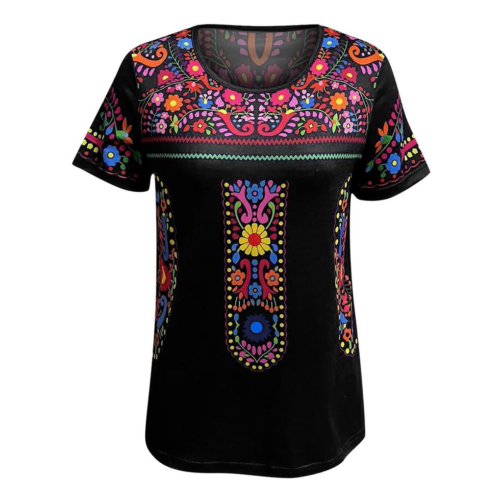Women's Summer Casual Fashion - Printing O-Neck Short Sleeve Loose T-shirt Top