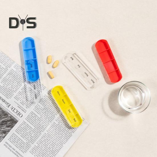 Pillendose, Medikamenten-Aufbewahrungsbox mit mehreren Fächern, BPA-frei, wasserdicht, feuchtigkeitsbeständig, wöchentliche Pillenbox