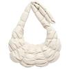 Women Solid Color PU Leather Shoulder Crossbody Bag Pleated Padded Handbag Purse