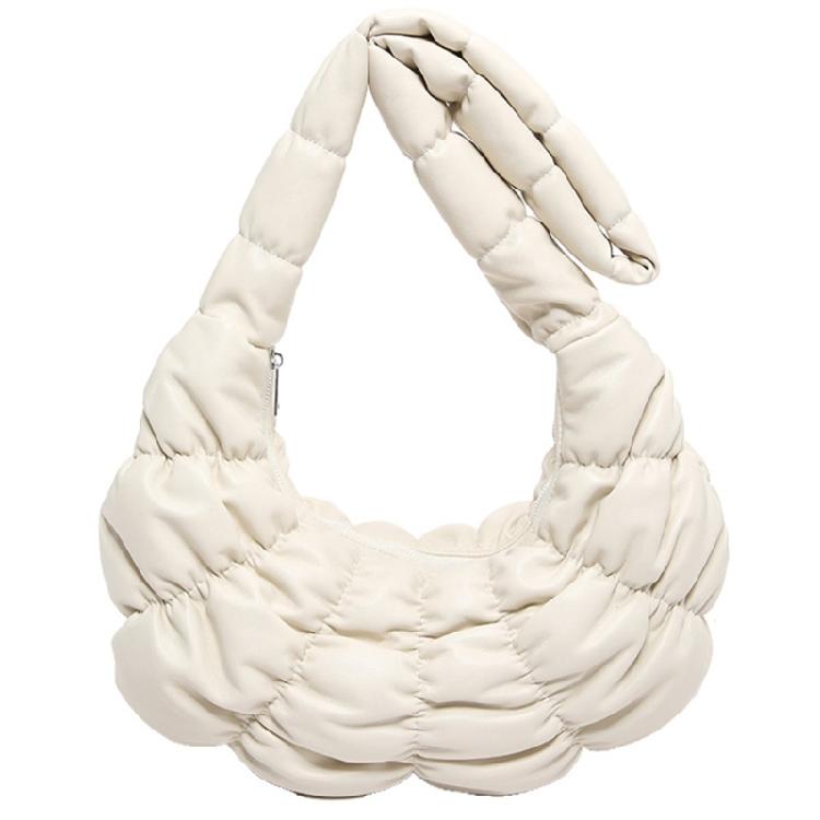 Женская однотонная сумка через плечо из ПУ кожи, складная стеганая ручная сумка-кошелек бежевый