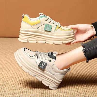 Spring  New Thick-soled Muffin Shoes Korean Version All-match Casual Color Matching Heightening Sports Shoes Women