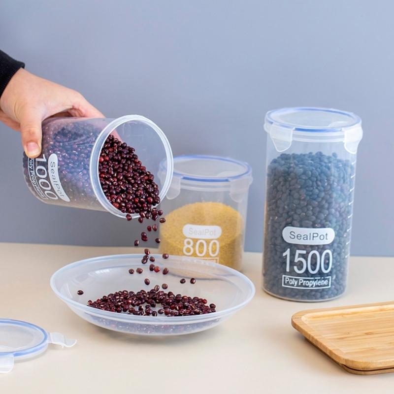 Leakproof Plastic Containers Multipurpose Transparent Kitchen Storage Solution Canister For Cereal Baking Supplies