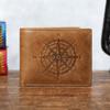 Men's Retro RFID Leather Wallet - Crazy Horse Genuine Leather, Anti-Theft, Embossed Card Holder, US Dollar Large Bill.