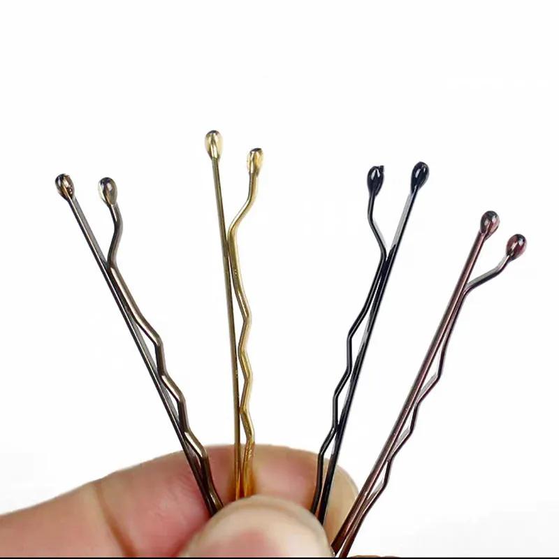 24pcs/lot Women Gold Black Drip Invisible Hair Grips Curly Wavy Bobby Pins For Daily Use Wedding Party Hair Maker