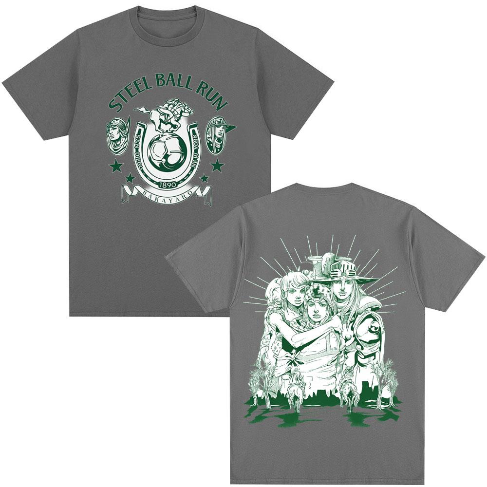 2026 Japanese Anime Jojo Bizarre Adventure Tshirt STEEL BALL RUN Unisexga Graphic Tshirts Unisexs Cotton Casual Oversized T Shirt