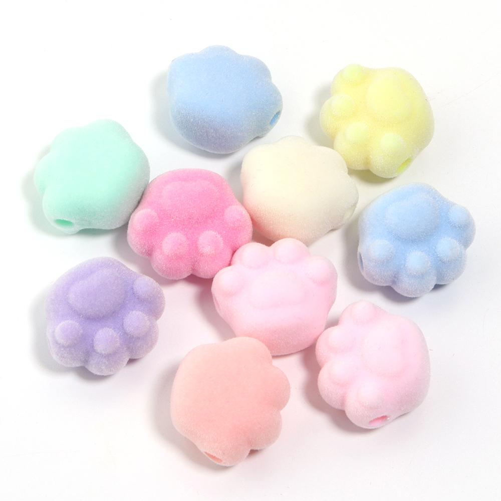 10 Stück Beflockte Acrylperlen Mischfarbe Mehrere Stile Spacer Anhänger Perle für Schmuckherstellung DIY Halskette Ohrringe Haarschmuck