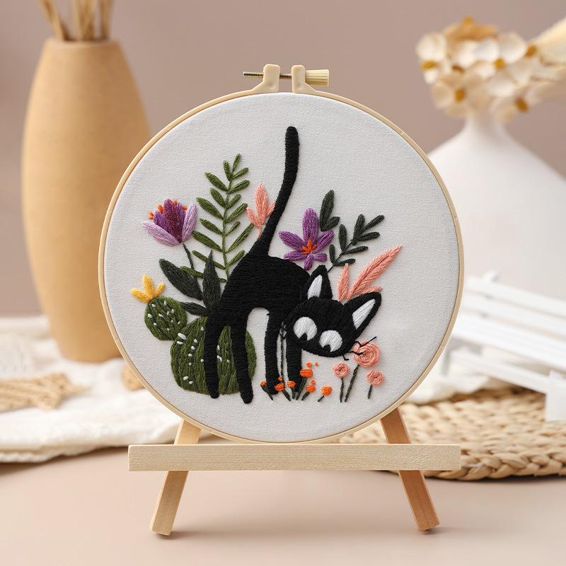 New Cat Embroidery Diy Handmade Material Kit Embroidery Kits