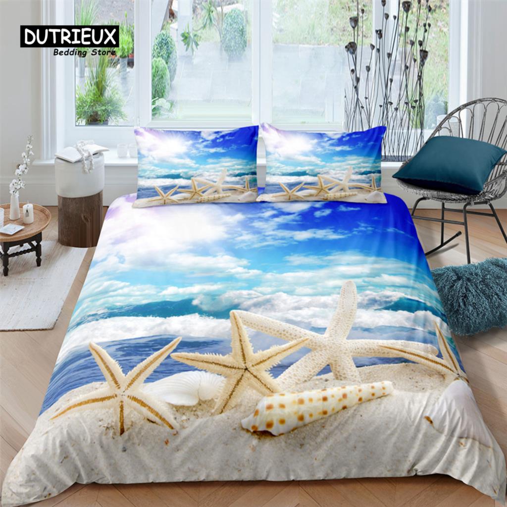 

Home Living Luxury 3D Starfish Print 2/3Pcs Comfortable Duvet Cover PillowCase Bedding Sets Kids Queen and King EU/US/AU Size EU single(135x200cm)