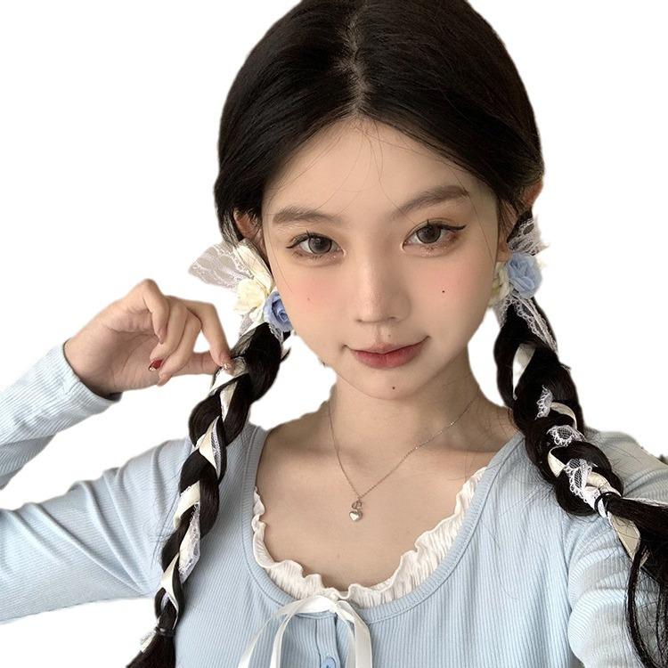 Cute Ribbon Bow Hair Clip Pigtail Braid Hairpin - Japanese & Korean Style Hair Accessories for Girls
