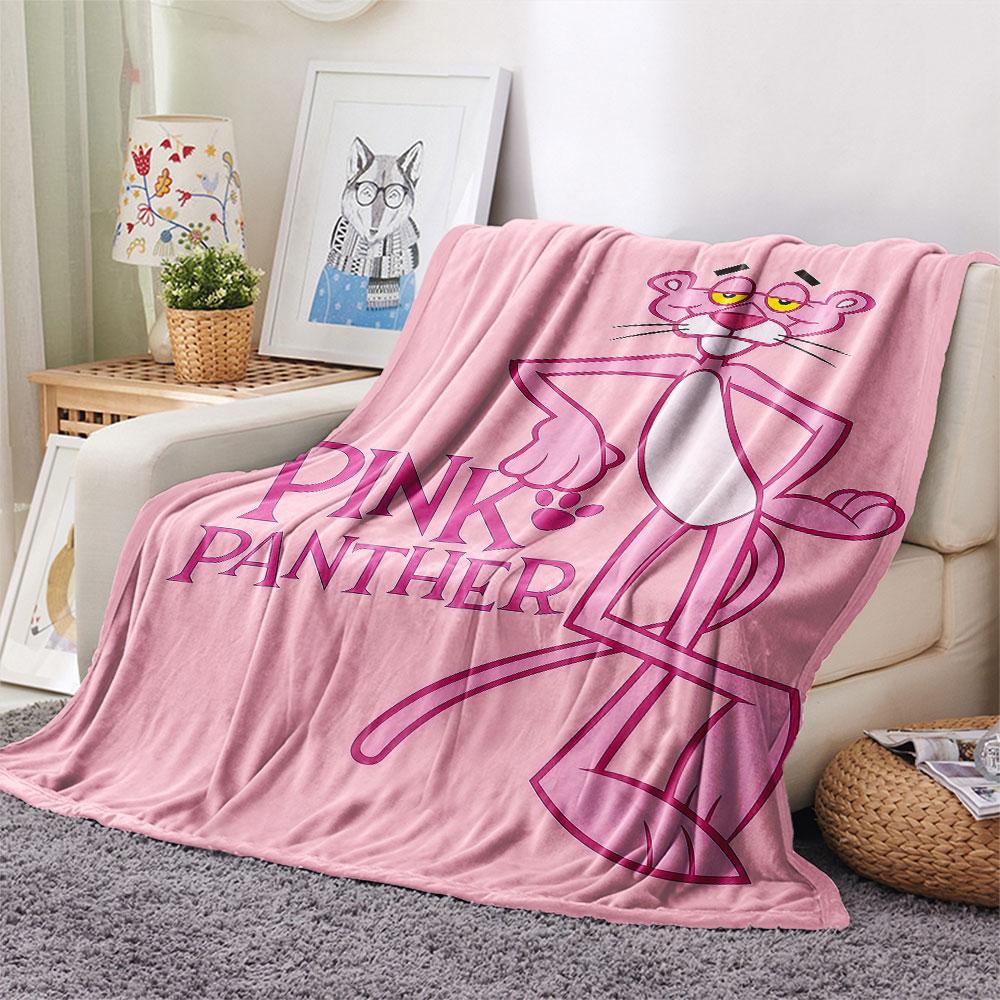 Pink Panther Printed Flannel Blanket, Soft Throw for Bedroom Sofa, Washable, Christmas Present, Great Gift.
