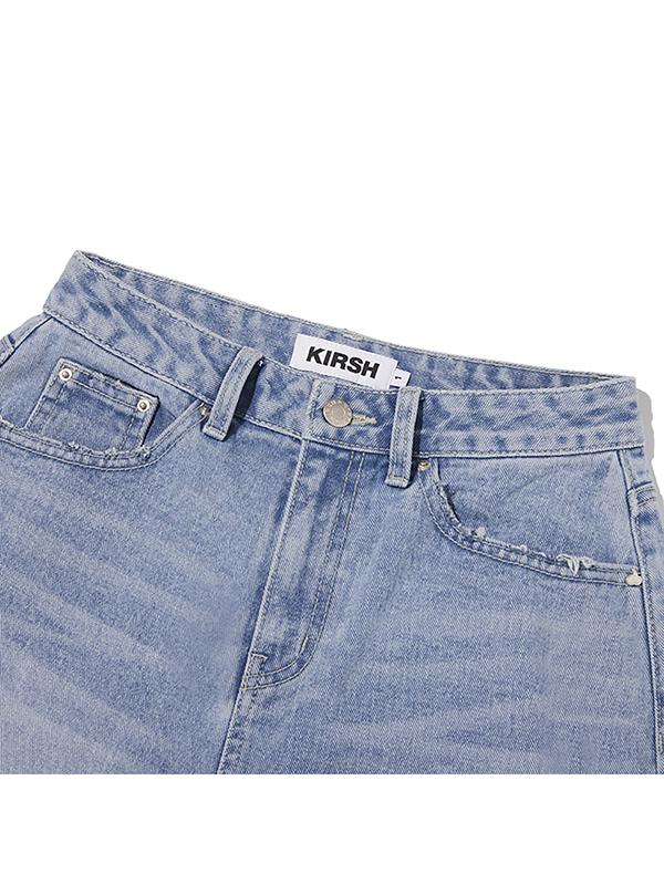 KIRSH Damaged Half Denim Pants [Light Blue]