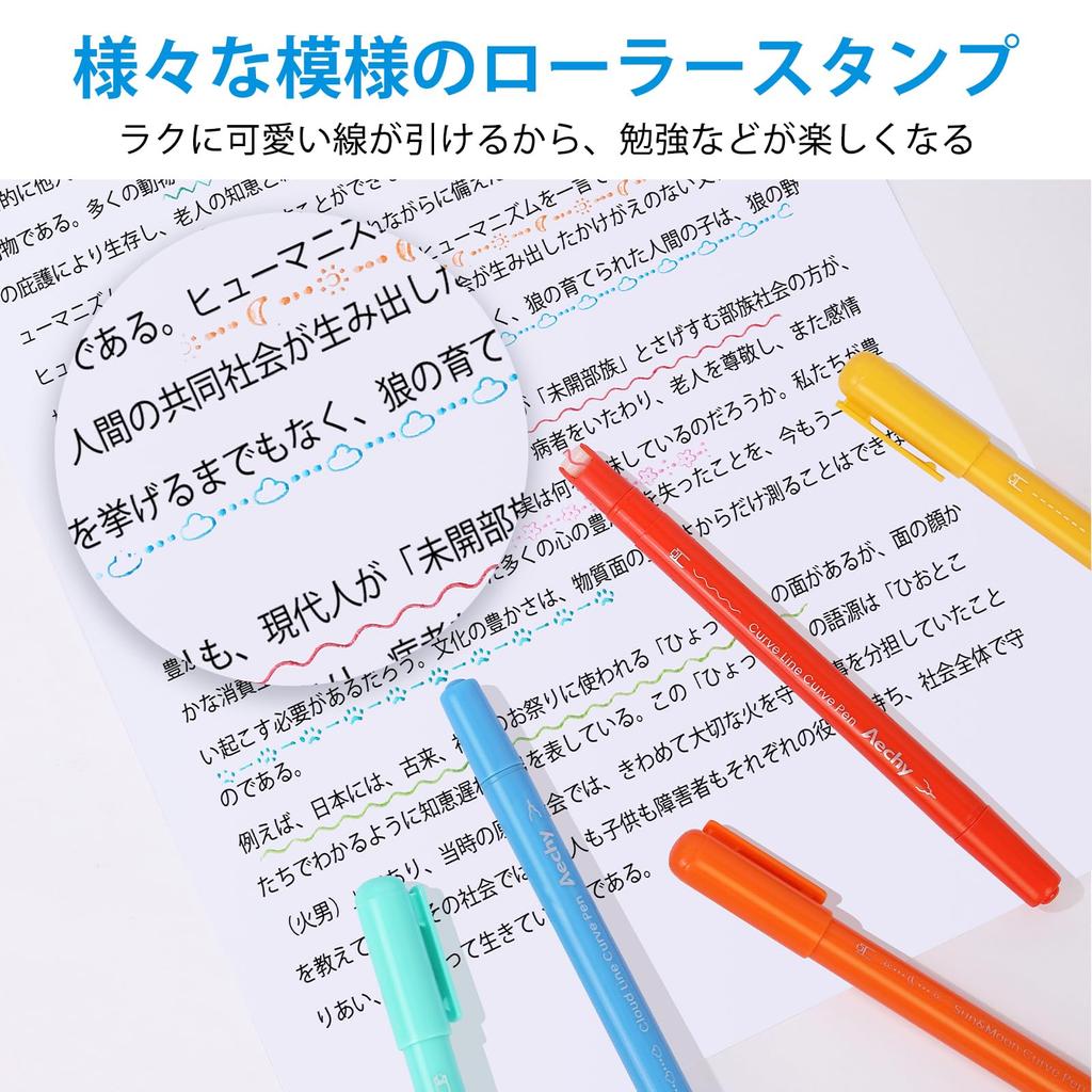 Aechy Curved Color Pen Set with Dual Tip and Fine 10 Roller Perfect for Making 10 Pens, Water-Based Highlighters, 12-Piece Tip, Stamps, Quick-Drying,