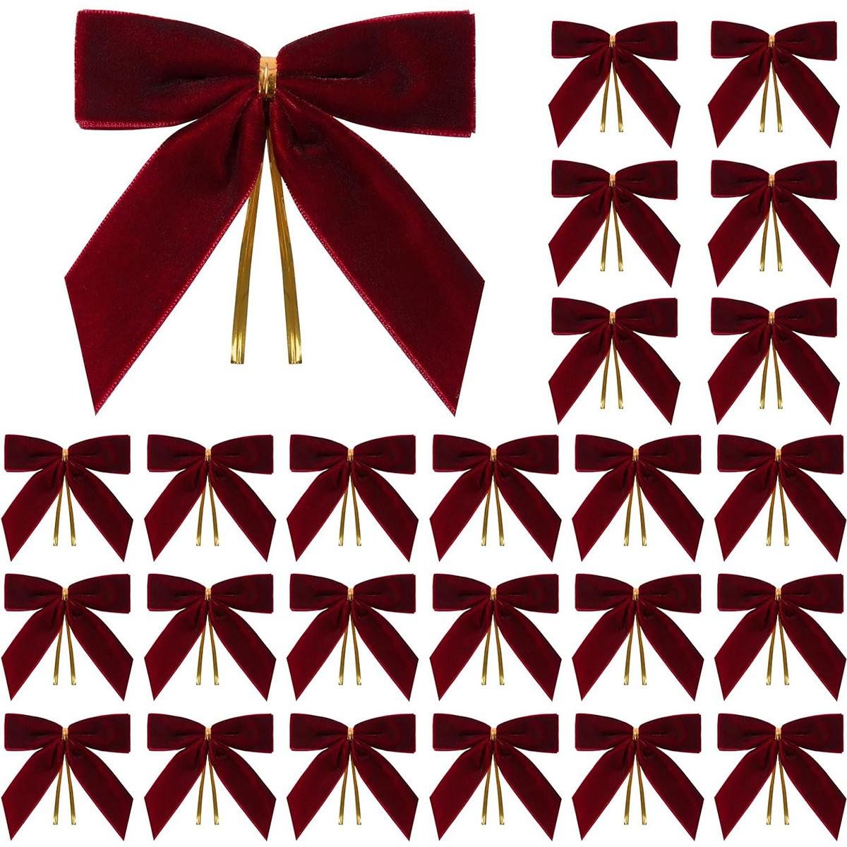 24 Stuks Kerst Fluwelen Strikken Prachtige Feestelijke Decoraties Voor Kerstboom Cadeauverpakking Knutselen En Huis Opknoping Ornamenten
