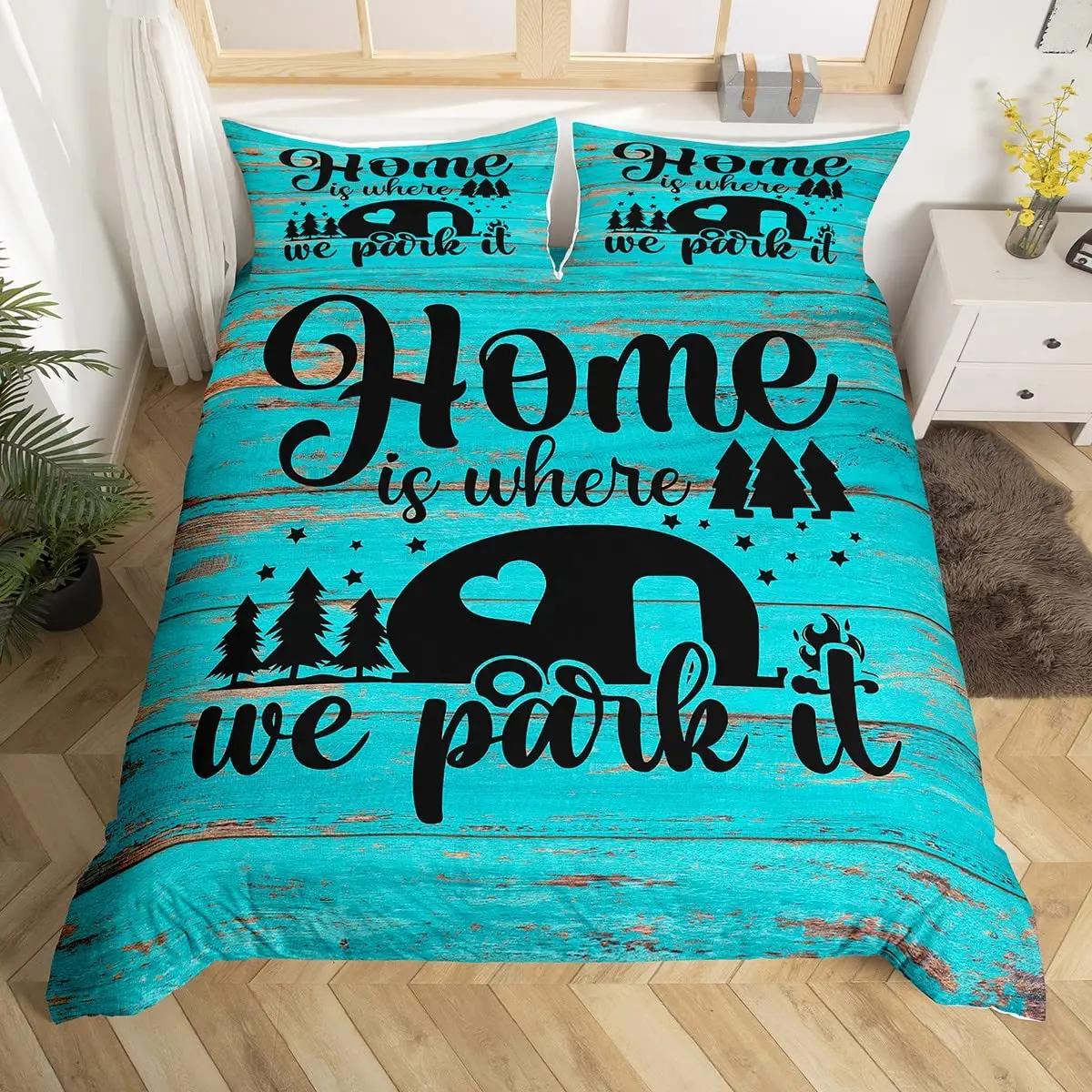 

Comforter Camper Car Cartoon Camping For Children Boys Girls Gifts Toy Camp Travel Rv Bedroom Decorations Queen Comforter (quilt)-EU Single(135*200cm)3pcs