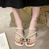 Fashion Slides Medium Heel Black Shoes On Promotion Summer Footwear Chic Elegant Women's Slippers and Ladies Sandals 2025 Trend H Sandal