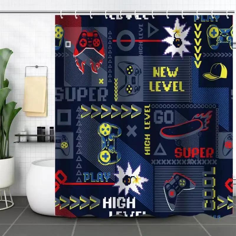 

Boys Skateboard Shower Curtain Colorful Graffiti Style Bathtub Curtains With Hook Skateboard Hip Hop Street Culture Bath Curtain W60H190(CM)-1 Pcs