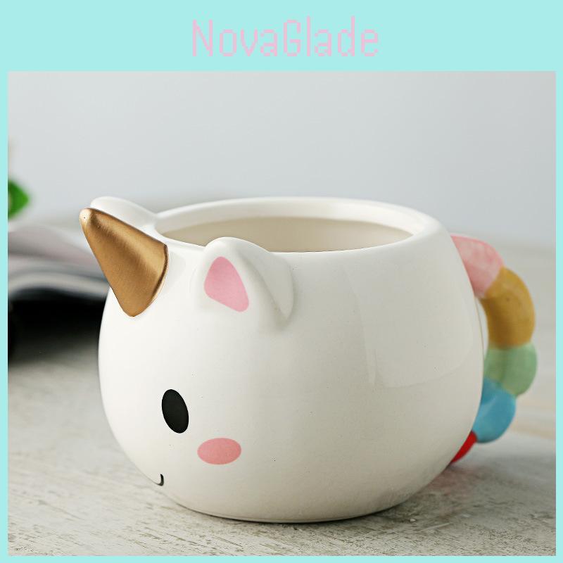 Creative Hand-painted Unicorn Ceramic Mug With Golden Horn For Coffee Lovers