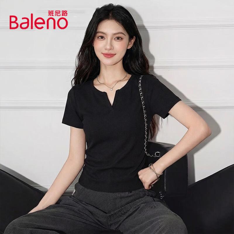 Baleno Women s Basic V-Neck Short Sleeve T-Shirt S