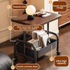 Rolling Double Layer Side Table with Storage Shelf Living Room Bedroom Sofa Couch Bedside Coffee Tea Table Desk Cart with Lockable Wheels