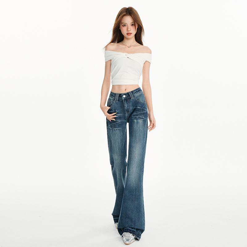 American Spice Girl micro-pull jeans women's new low-rise slim-fitting and thin pants in autumn and winter