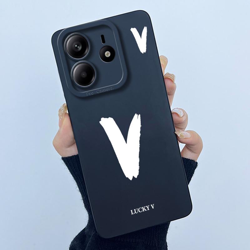 For Xiaomi Redmi Note 14 5G Cover Case Lucky Initial Letter Couple Silicone Soft Matte Phone Bumper for Redmi Note14 5G Casing