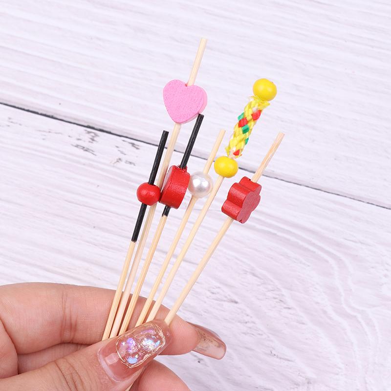100 Stück 12 cm Herz Bambusspieß Buffet Cupcake Obstgabel Party Dessert Salatspieß Cocktailspieß für Hochzeitsdeko