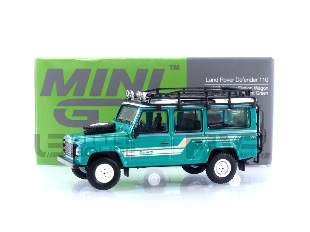 

TrueScale Miniatures MINI GT Масштаб Land Rover Defender 110 County Station Tritend Готовая модель 1/64 Универсал, Зеленый, Левостороннее управление, зелёный