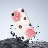For iPhone 16e Case White and Pink Flower Pattern Printing Straight Edge TPU Phone Back Cover