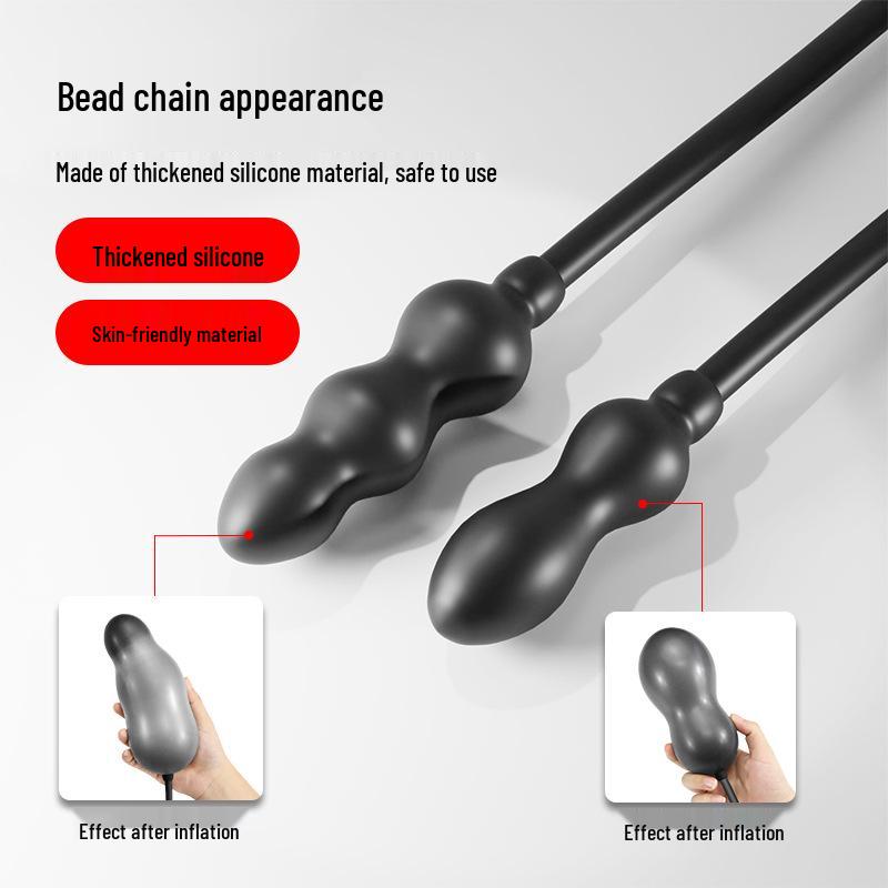 Enhanced Dual-Head Inflatable Anal Plug with Adjustable Expansion Beads