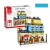 1464 Teile Moc 3 in 1 Stadt Straßenszene Hotel Bausteine Ladenhaus LED-Licht Ladenhaus Modell Kinderspielzeug Geschenke