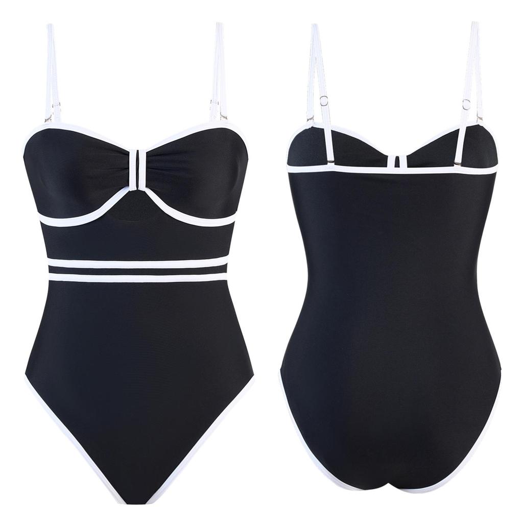 2025 Retro Solid Color One-Piece Swimsuit with Skirt - Bestseller Conservative Swimwear