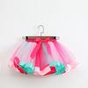 2026 Kids' European & American Rainbow Mesh Dance Tutu Skirt - Lined Half Skirt for Girls
