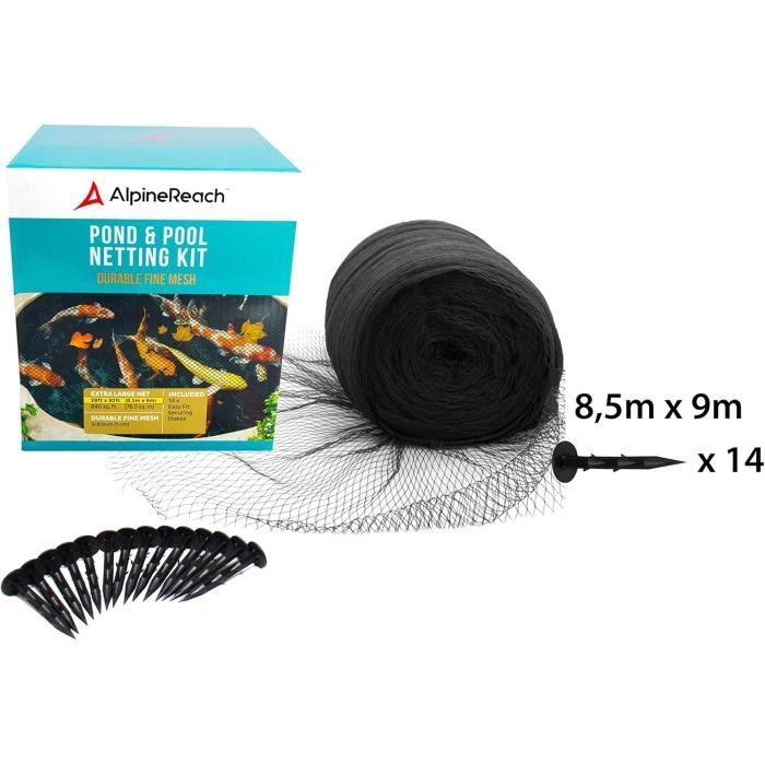 Filet pour bassin à koï - alpinereach - 8,5m x 9m - noir - résistant aux uv - protection contre prédateurs