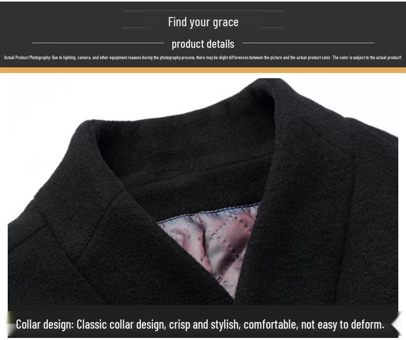 Middle-Aged Men's Korean Style Slim-Fit Woolen Overcoat for Autumn and Winter