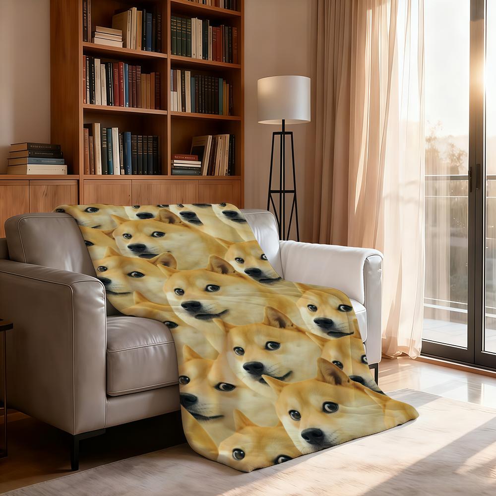 Funny C CheemS D Doge E Blanket Soft Throw Blanket for Home Bedroom Bed Sofa Picnic Travel Office Rest Cover Blanket Gift