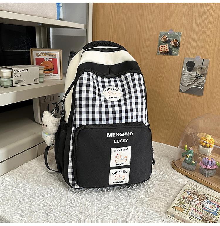 Schoolbag Japanese New High-Aesthetic INS Niche Sweet Plaid Backpack for Middle and High School Students - Lightweight, Large Capacity Backpack