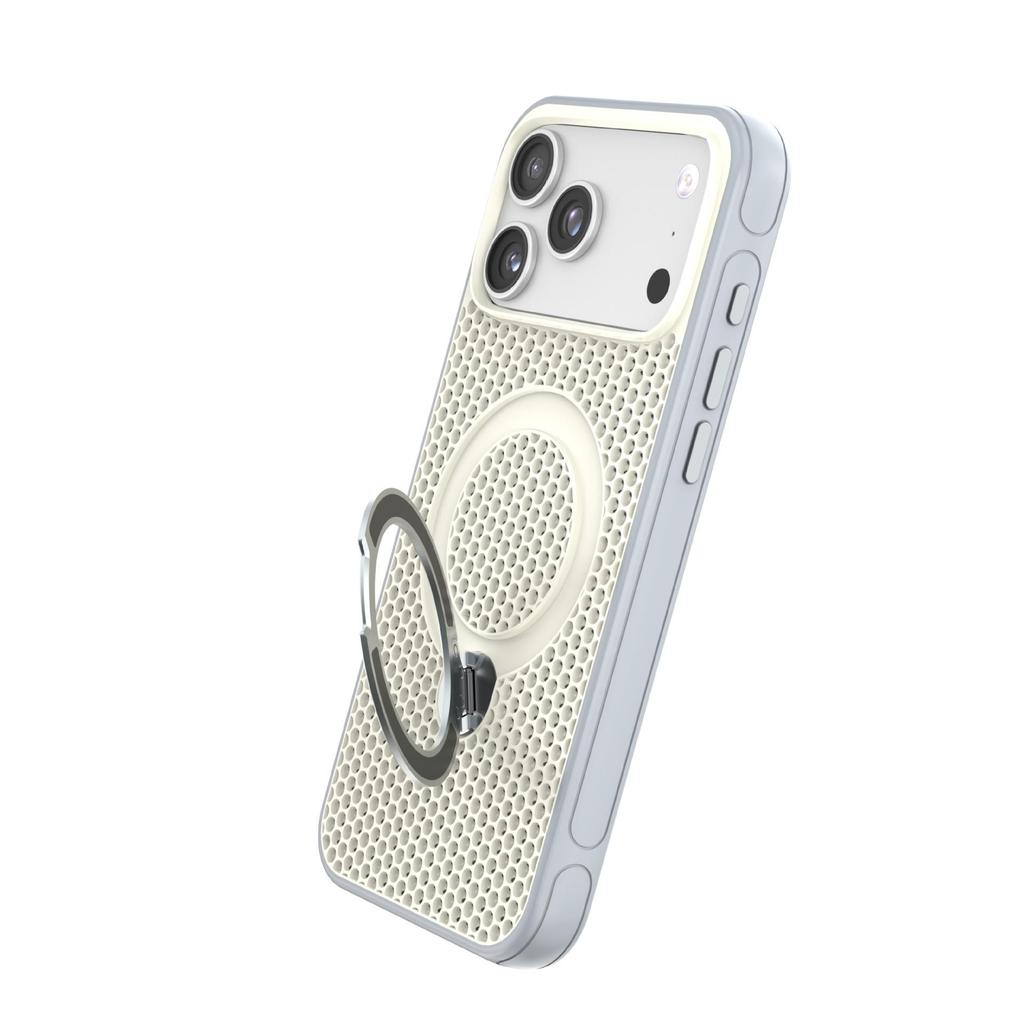 iPhone 17 Pro Max Cooling Mesh Case with Rotating Stand & Magnetic Suction for Apple 16/15 Anti-Drop Protection