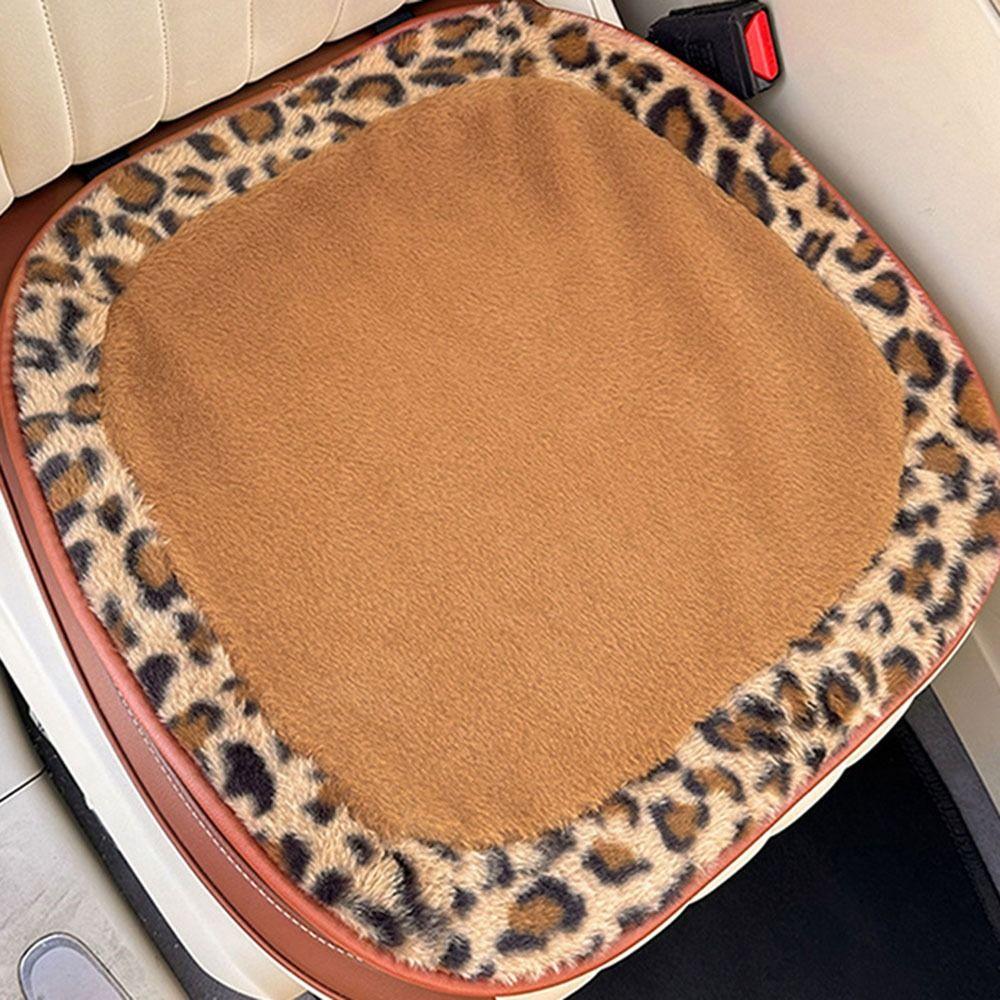 Comfortable Car Seat Decoration Bow Plush Seat Cushion Leopard Print Car Headrest  Cushion Front