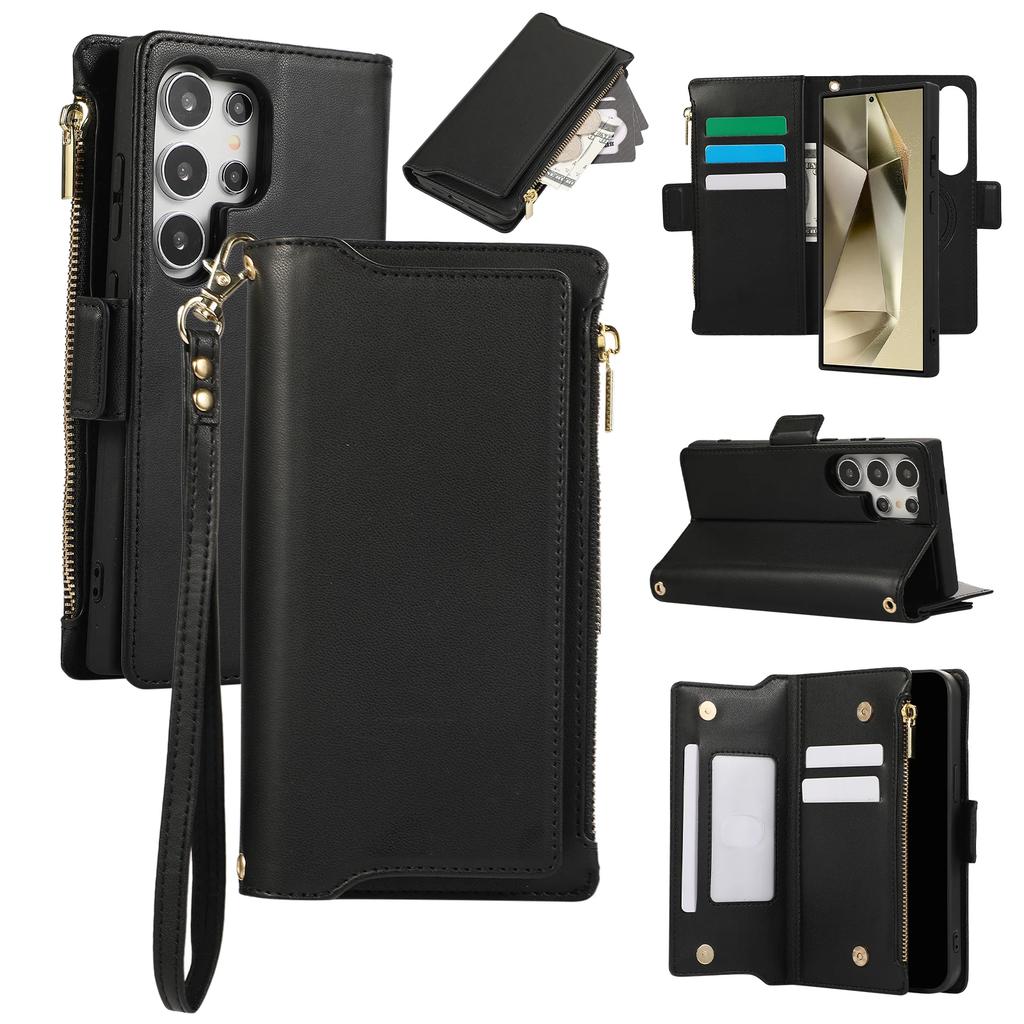 Crossbody Zipper Cards Solt Wallet Leather Case For Samsung S24 Ultra S23 Plus S22 S21 A55 A15 A14 A54 in 1 Detachable Bag Cover