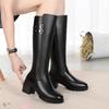 Big Size 35-43 Winter Boots Women Wool Warm Thick Heel Knee High Boots Genuine Leather Round Toe High Heel Women Boots