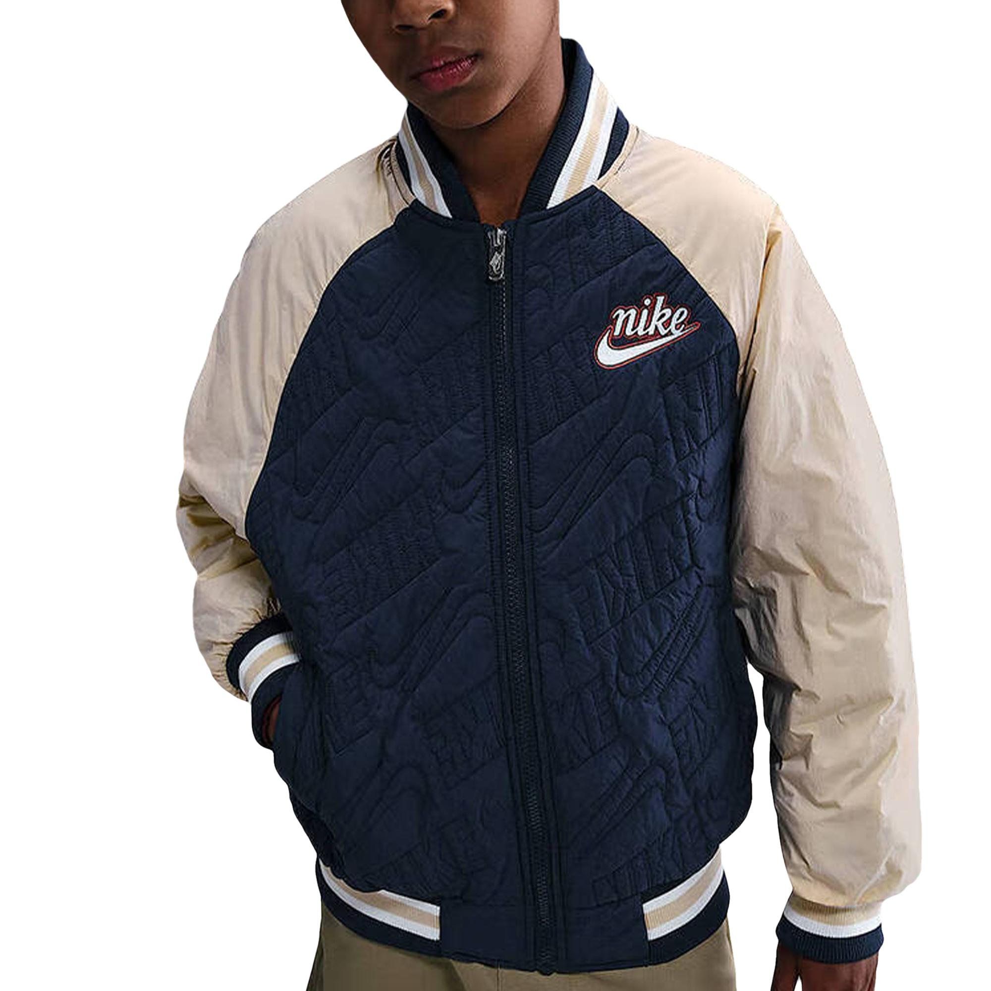 

Nike Quilted Collar Letter Zipper Long Sleeve Kids Tops IR0013-410 XS