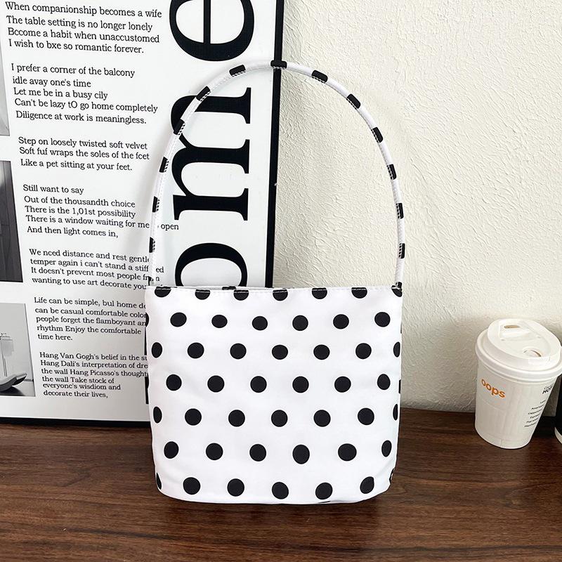 2026 Spring Women's Polka Dot Nylon Shoulder Handbag - Fashionable, Cute, Versatile