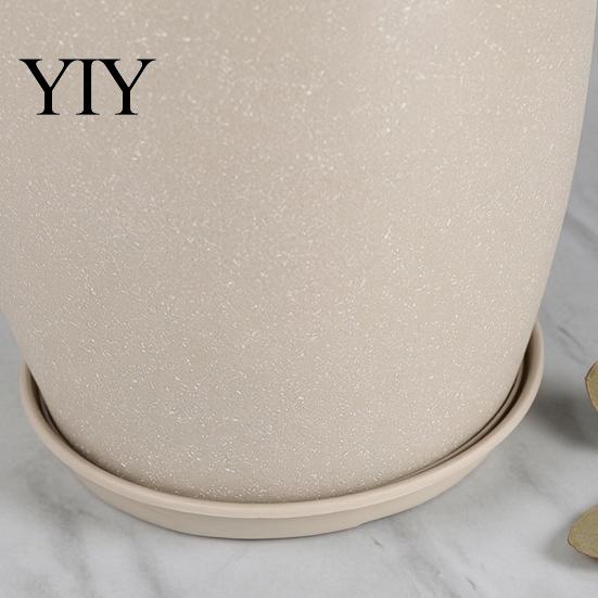 Drainage System Planters for Home Modern Plant Pot with Saucer, Gray Flower Decor Pots Entryway Holes, Stone-Look Planter Indoor Outdoor Plants Sturdy