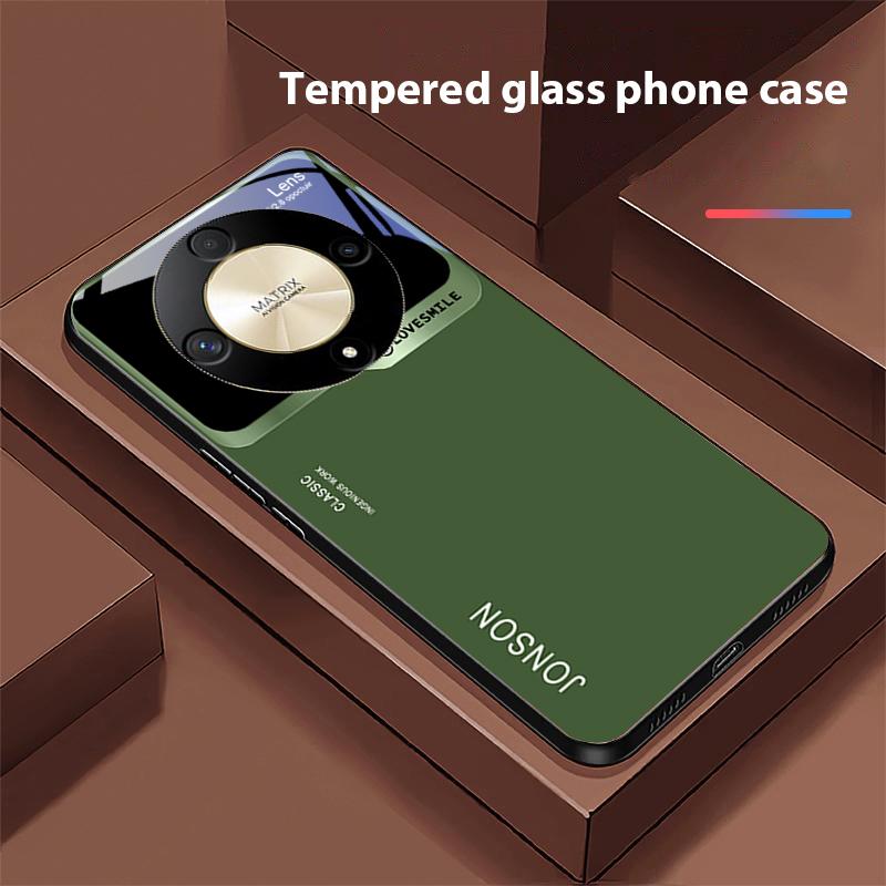 Large Window Green For Honor Magic 6 50 70 90 Lite X7b 200 Pro Nova 10 Nova 5T X6 P30 Pura 70 Ultra Tempered Glass Phone Case