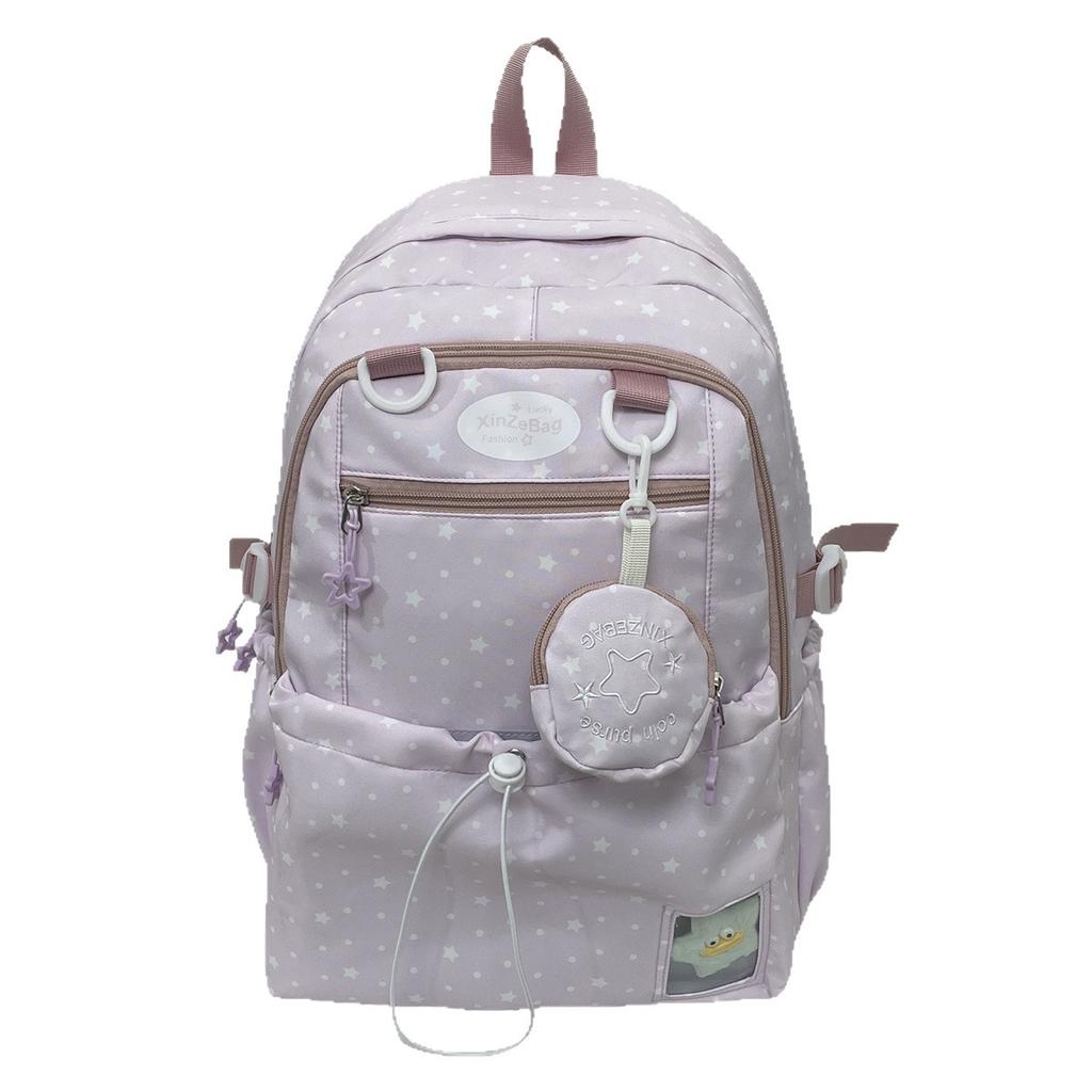 Schoolbag Large-capacity New Polka Dot Star Backpack Junior High School Student College Bag Women's Simple Versatile Leisure Travel Backpack