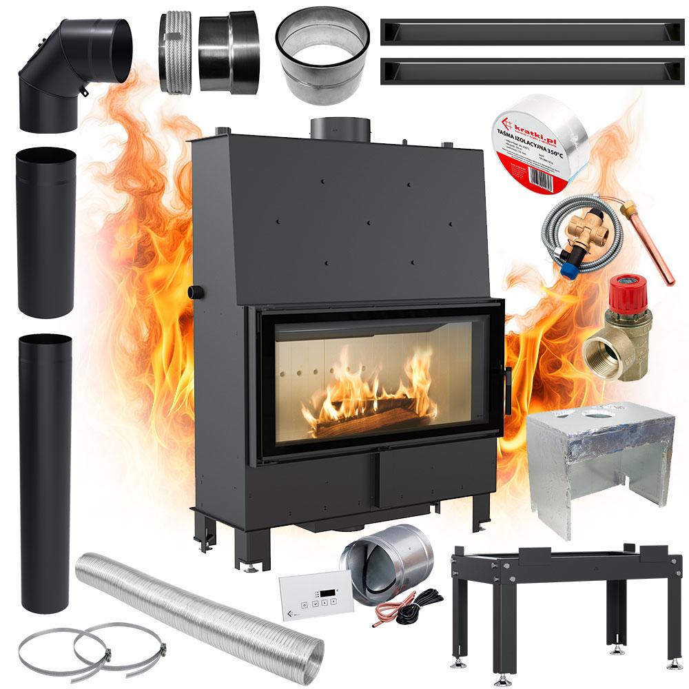 Insert Fireplace Water Jacket KRATKI LUCY 20kW Ø200 Eco Recuperation SET